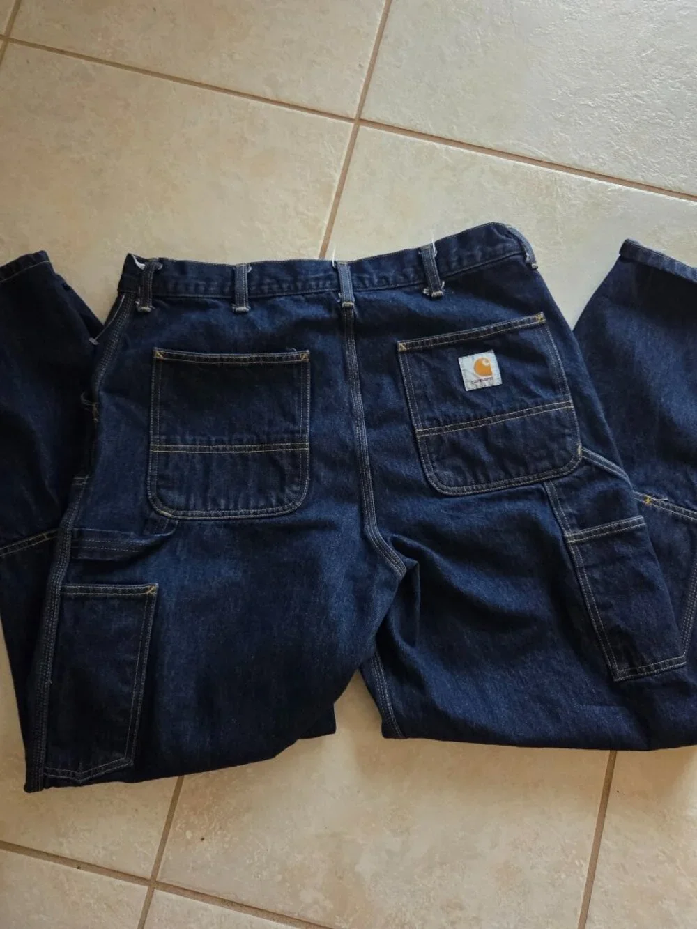 Carhartt Work in Progress Double Knee Pants 36x32 Blue Denim